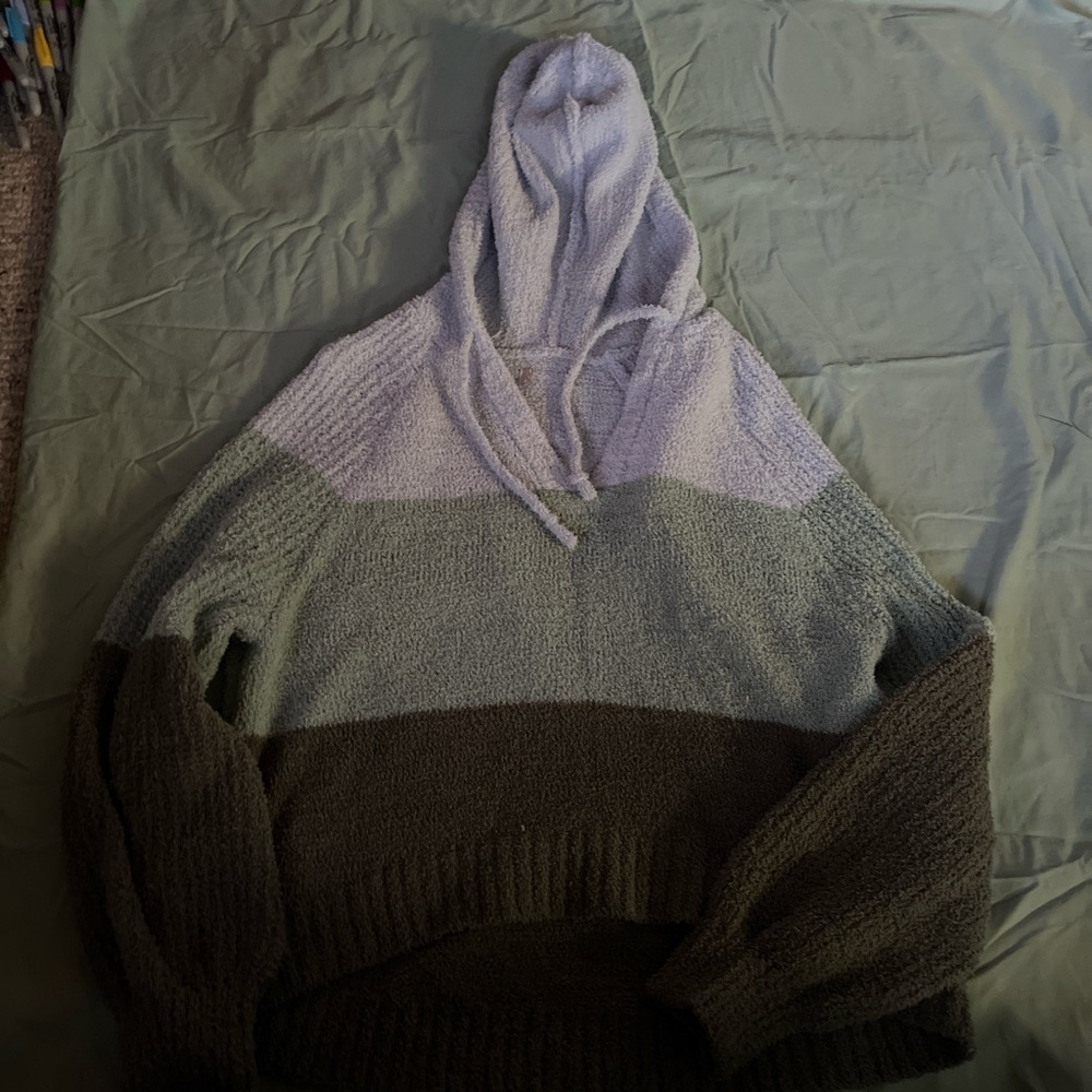 cropped fluffy multi colored hoodie